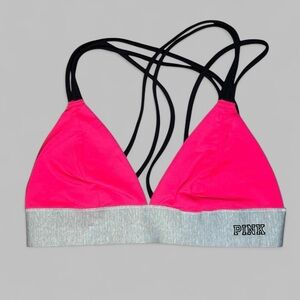 PINK Victoria's Secret Women's Strappy Bralette - Hot Pink spandex/elast Small